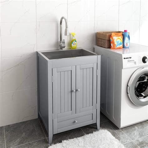 laundry room stainless steel sink with cabinet|stainless utility sink with cabinet.